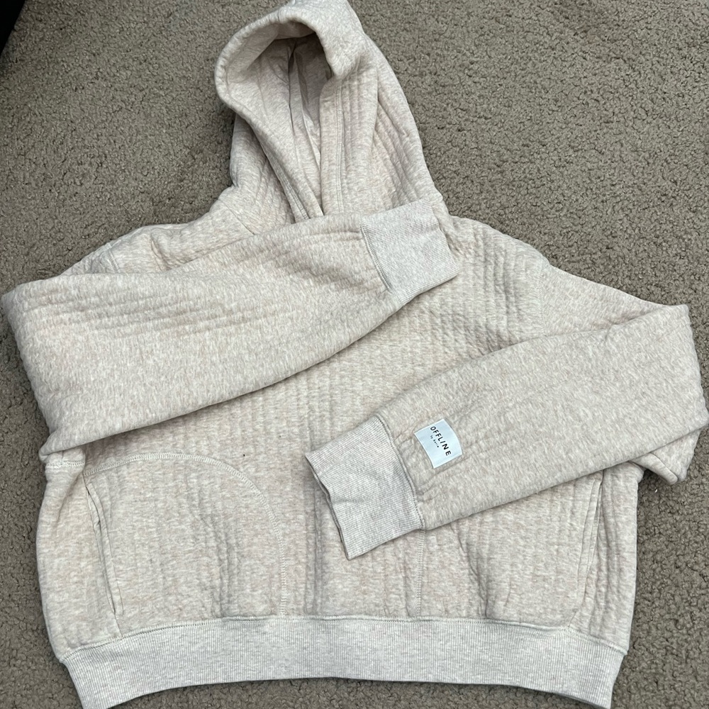 Aerie Cream Cozy Cropped Sweater